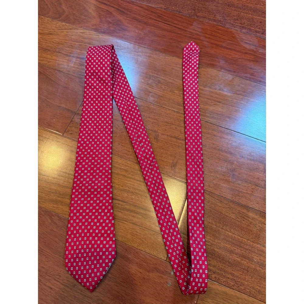 Vintage Angelo Correlli Silk‎ Tie Geometric Repeat Pattern | Red | 55
